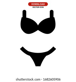 Icono bikini o logotipo símbolo de signo aislado ilustración vectorial - iconos vectoriales de estilo negro de alta calidad
