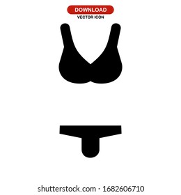 Icono bikini o logotipo símbolo de signo aislado ilustración vectorial - iconos vectoriales de estilo negro de alta calidad
