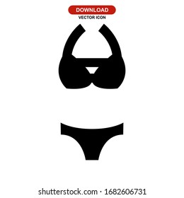 Icono bikini o logotipo símbolo de signo aislado ilustración vectorial - iconos vectoriales de estilo negro de alta calidad
