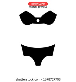 Icono bikini o logotipo símbolo de signo aislado ilustración vectorial - iconos vectoriales de estilo negro de alta calidad
