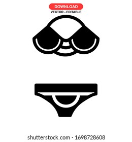 Icono bikini o logotipo símbolo de signo aislado ilustración vectorial - iconos vectoriales de estilo negro de alta calidad
