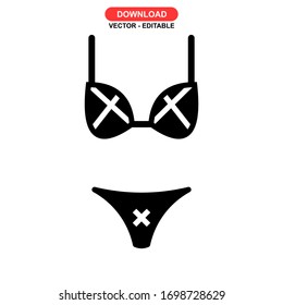 Icono bikini o logotipo símbolo de signo aislado ilustración vectorial - iconos vectoriales de estilo negro de alta calidad
