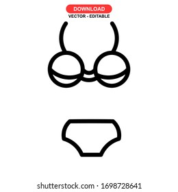 Icono bikini o logotipo símbolo de signo aislado ilustración vectorial - iconos vectoriales de estilo negro de alta calidad
