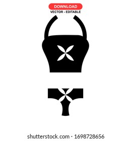 Icono bikini o logotipo símbolo de signo aislado ilustración vectorial - iconos vectoriales de estilo negro de alta calidad

