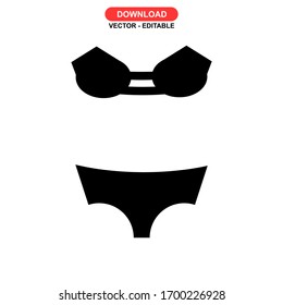 Icono bikini o logotipo símbolo de signo aislado ilustración vectorial - iconos vectoriales de estilo negro de alta calidad
