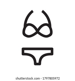 icono bikini o logotipo símbolo de señas aislado ilustración vectorial - iconos vectoriales de estilo negro de alta calidad
