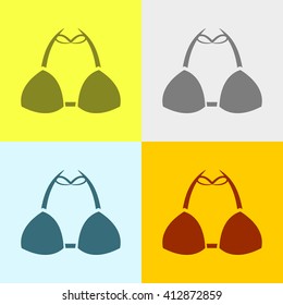 Bikini Icon on Four Different Backgrounds. Eps-10.