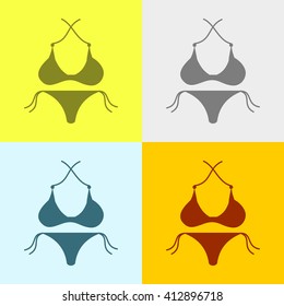 Bikini Icon on Four Different Backgrounds. Eps-10.