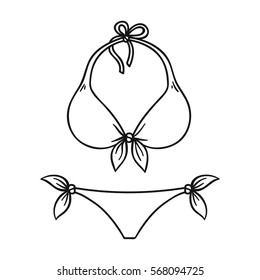 Bikini icon in outline style isolated on white background. Surfing symbol stock vector illustration.