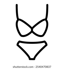 Bikini Icon in Outline Style. Line Art. Isolated on White Background