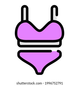 Bikini icon with outline style and pixel perfect base. Suitable for website design, logo, app and UI. Based on the size of the icon in general, so it can be reduced.