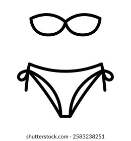 Bikini icon in outline style, vector illustration. Editable stroke.