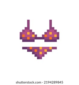 Bikini icon. Pixel art flat style. 8-bit. Isolated vector illustration. Game assets.