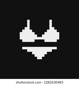Bikini icon. Pixel art flat style. 1-bit. Isolated vector illustration. Game assets.