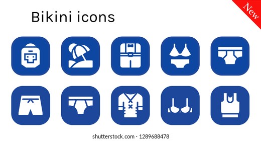  bikini icon set. 10 filled bikini icons. Simple modern icons about  - Boxer, Vacation, Clothes, Swimsuit, Underwear, Brassiere