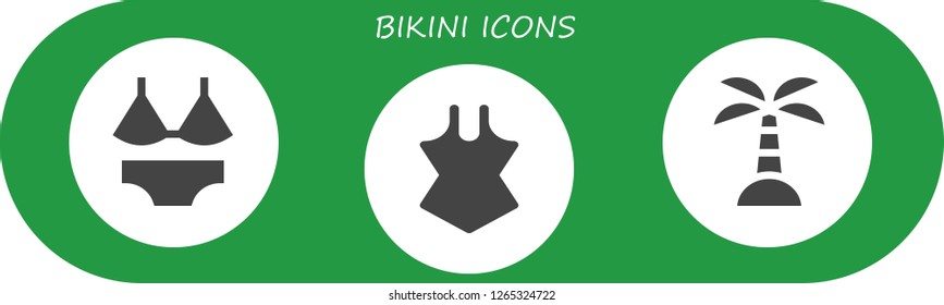  bikini icon set. 3 filled bikini icons. Simple modern icons about  - Swimsuit, Island