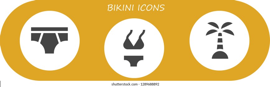  bikini icon set. 3 filled bikini icons. Simple modern icons about  - Underwear, Bikini, Island