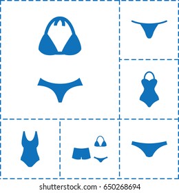 Bikini icon. set of 6 bikini filled icons such as female underwear, swimsuit