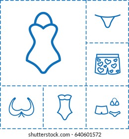 Bikini icon. set of 6 bikini outline icons such as bra, female underwear, swimsuit