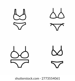 Bikini Icon Set Collection Summer Swimwear Beach Fashion Vector Symbols