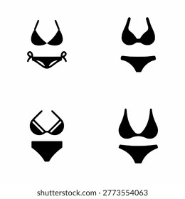 Bikini Icon Set Collection Summer Swimwear Beach Fashion Vector Symbols