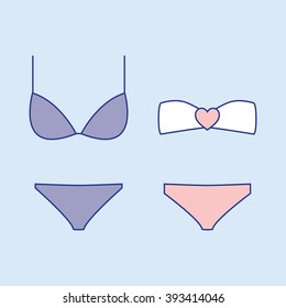 Bikini icon set. Vector illustration