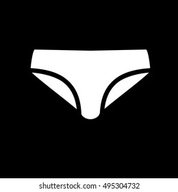 Bikini icon. Simple logo of bikini isolated on black background. Flat illustration.