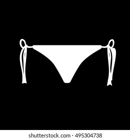 Bikini icon. Simple logo of bikini isolated on black background. Flat vector illustration.