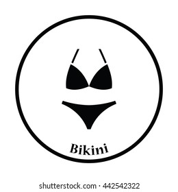 Bikini icon. Thin circle design. Vector illustration.