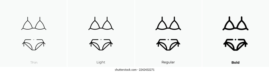 bikini icon. Thin, Light Regular And Bold style design isolated on white background