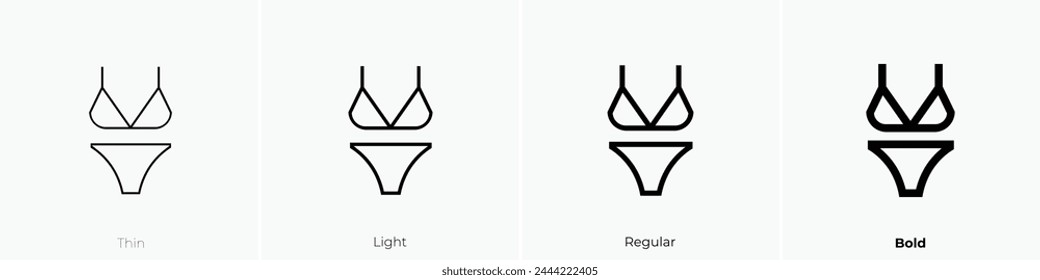 bikini icon. Thin, Light Regular And Bold style design isolated on white background