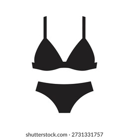 Icono de bikini Ilustración vectorial que muestra traje de baño sujetador bragas ropa de vestir ropa de moda ropa femenina playa concepto de verano aislado elemento de diseño de fondo blanco