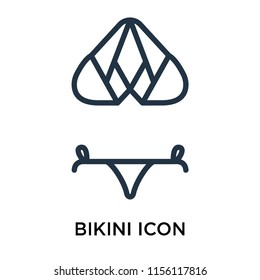 Bikini icon vector isolated on white background, Bikini transparent sign , thin pictogram or outline symbol design in linear style