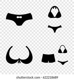 Bikini icons set. set of 4 bikini filled icons such as bra, female underwear