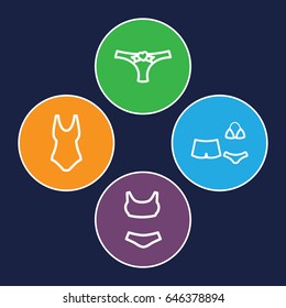 Bikini icons set. set of 4 bikini outline icons such as panties with heart, swimsuit