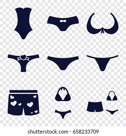 Bikini icons set. set of 9 bikini filled icons such as bra, female underwear, swimsuit, panties with heart