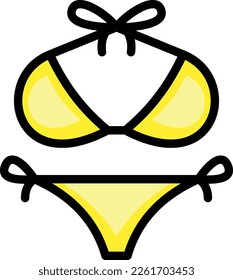 bikini ilustration with filled outline