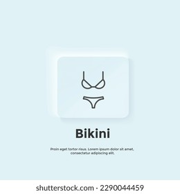 bikini line icon, Neumorphic style button. Vector UI icon Design. Neumorphism. Vector line icon for Business and Advertising