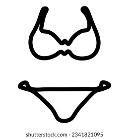 Icono de línea de bikini, concepto de verano, signo de traje de baño sobre fondo blanco, icono de traje de baño de mujeres en diseño web de concepto móvil estilo contorno. Gráficos vectoriales.