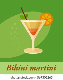 Bikini martini cocktail menu item or any kind of design. Party drink in circle icon vector illustration