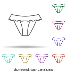 Bikini in multi color style icon. Simple thin line, outline vector of summer clothes icons for ui and ux, website or mobile application