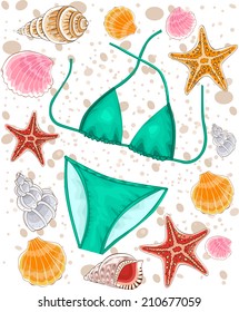 Bikini on the beach - Illustration