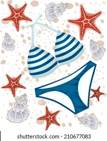 Bikini on the beach - Illustration