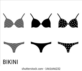 Bikini on white background. Isolated silhouette of women's swimwear. Bikini vector illustration.
