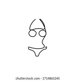 bikini one line icon on white background