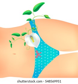 Bikini, panties, Spathiphyllum flower. women's health