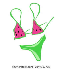 Bikini pink watermelon swimsuit vector illustration