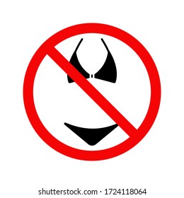 el bikini está prohibido. zona sin bikini. no hay bikini en esta zona. ilustración de icono vectorial. editable. Pasos 10
