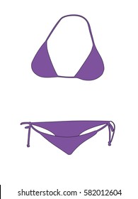 Bikini purple realistic vector illustration isolated no background