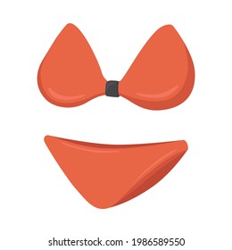 Ilustración del icono del signo rojo bikini Emoji. Símbolo vectorial de verano Emoticon Diseño Clip Art Signo de historieta.